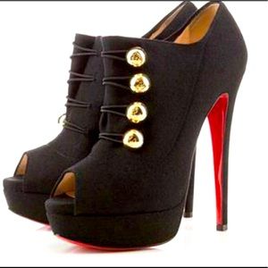 Christian Louboutin Peep-Toe Ankle Boots